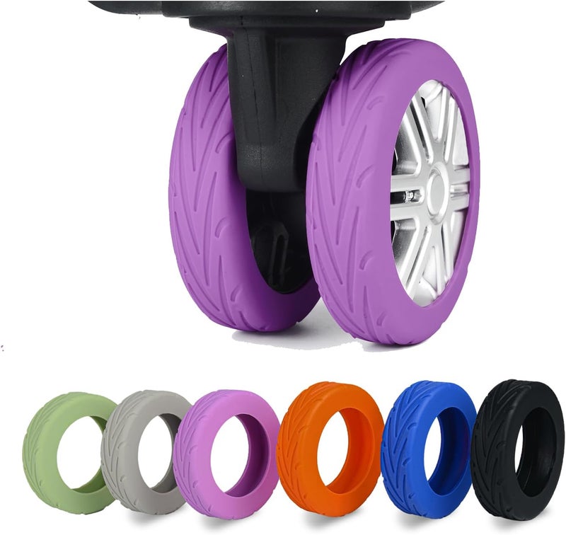 KOVNGE Upgrade Luggage Wheel Covers, 8pcs Suitcases Wheel Protector,Wear-Resistant, Anti-Noise, Silicone Protectors for 2-2.4"Luggage Spinner,Accessories for Travel (Purple) - Image 1